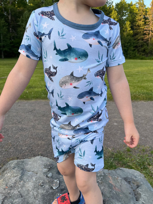 T-shirt & Shorts Kids PJ Set - Snuggle Sharks
