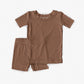 Kids Shorts+T-shirt Pj set - Acorn - Solid Brown