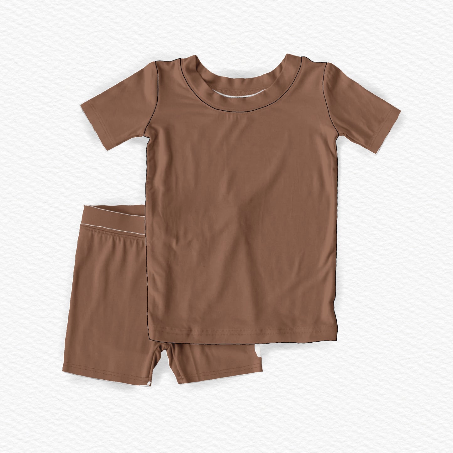 Kids Shorts+T-shirt Pj set - Acorn - Solid Brown