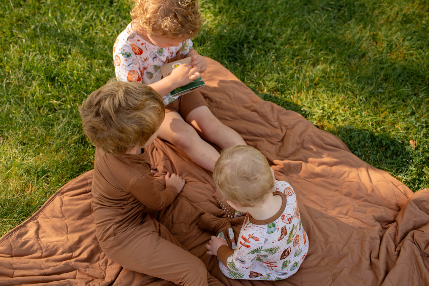 Kids Two Piece Pjs - Acorn - Solid Brown