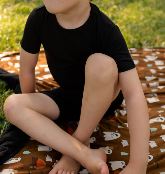 Kids Shorts+T-Shirt Pj set - Solid Black - Summer