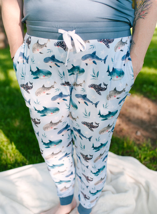 Adult Jogger Style PJ Pants - Snuggle Sharks