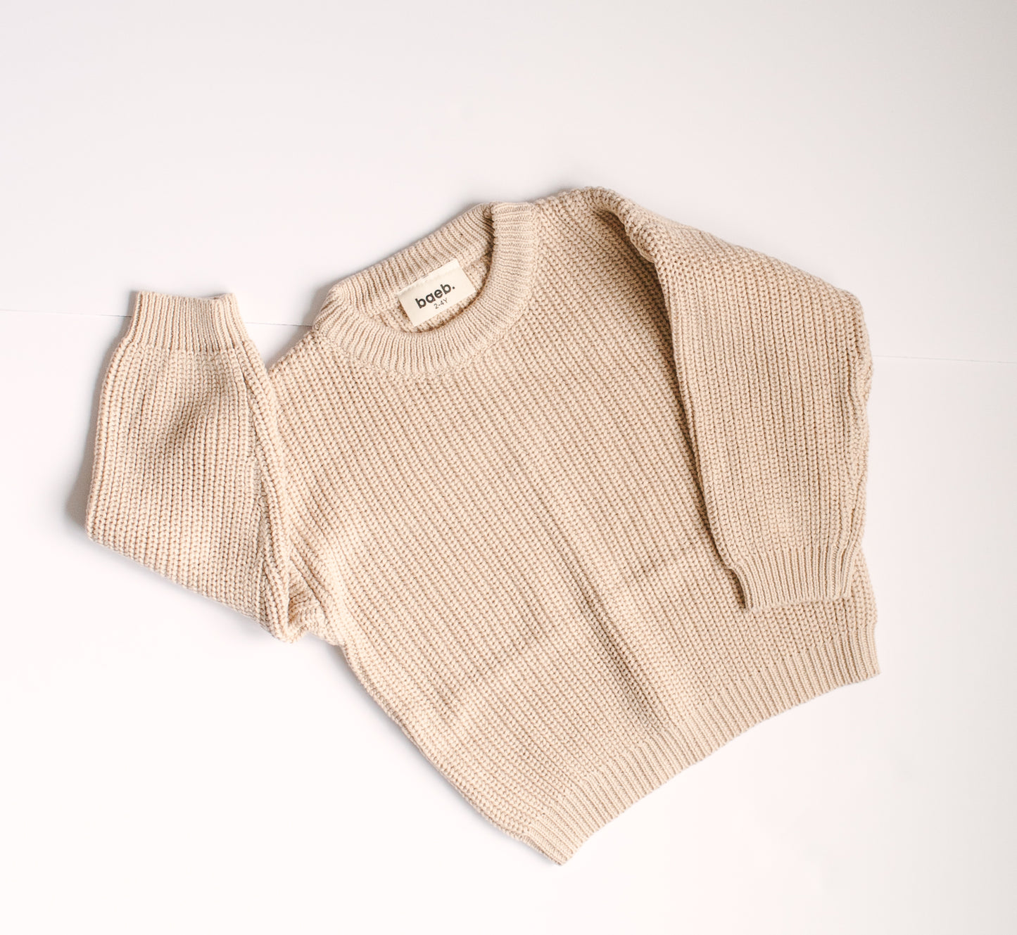 Basic Knit Oversized Sweater - Natural