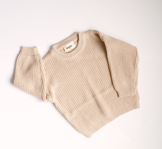 Basic Knit Oversized Sweater - Natural